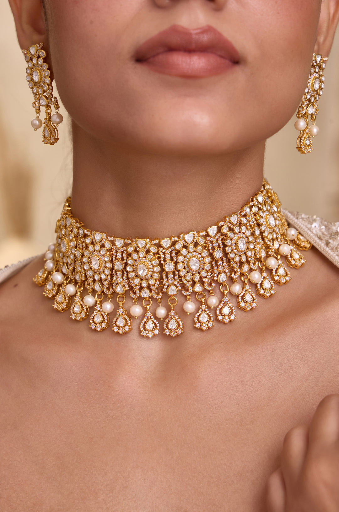 Kaia Silver Polki Necklace Set