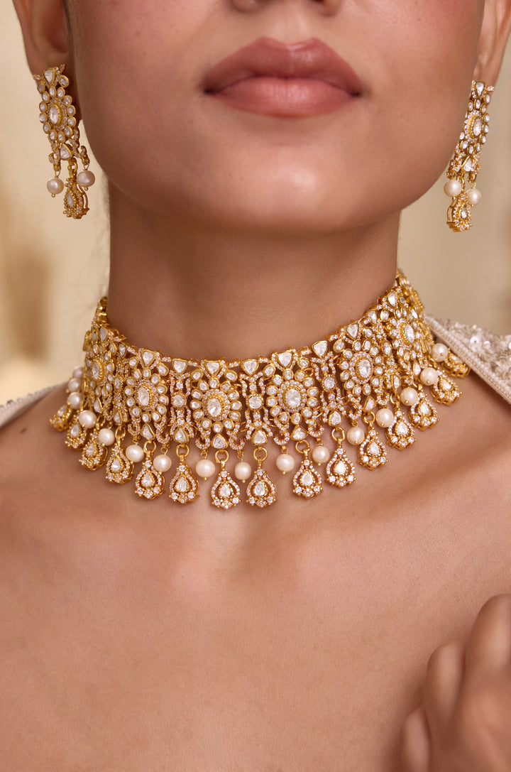 Kaia Silver Polki Necklace Set