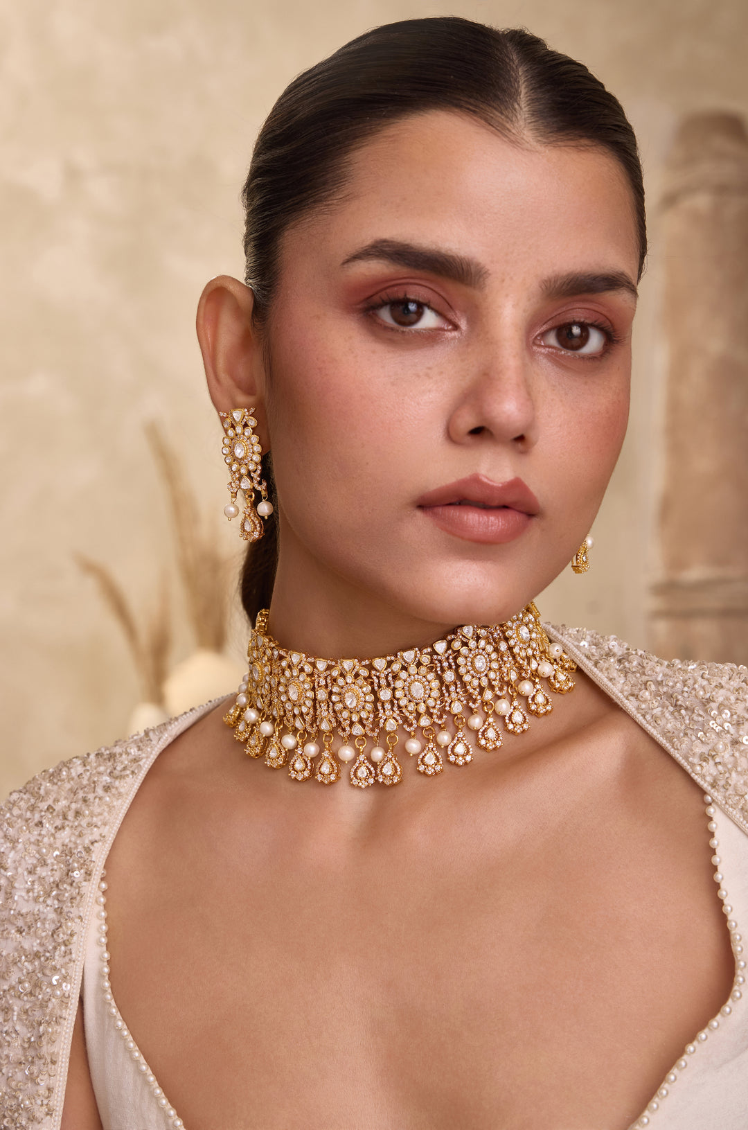 Kaia Silver Polki Necklace Set