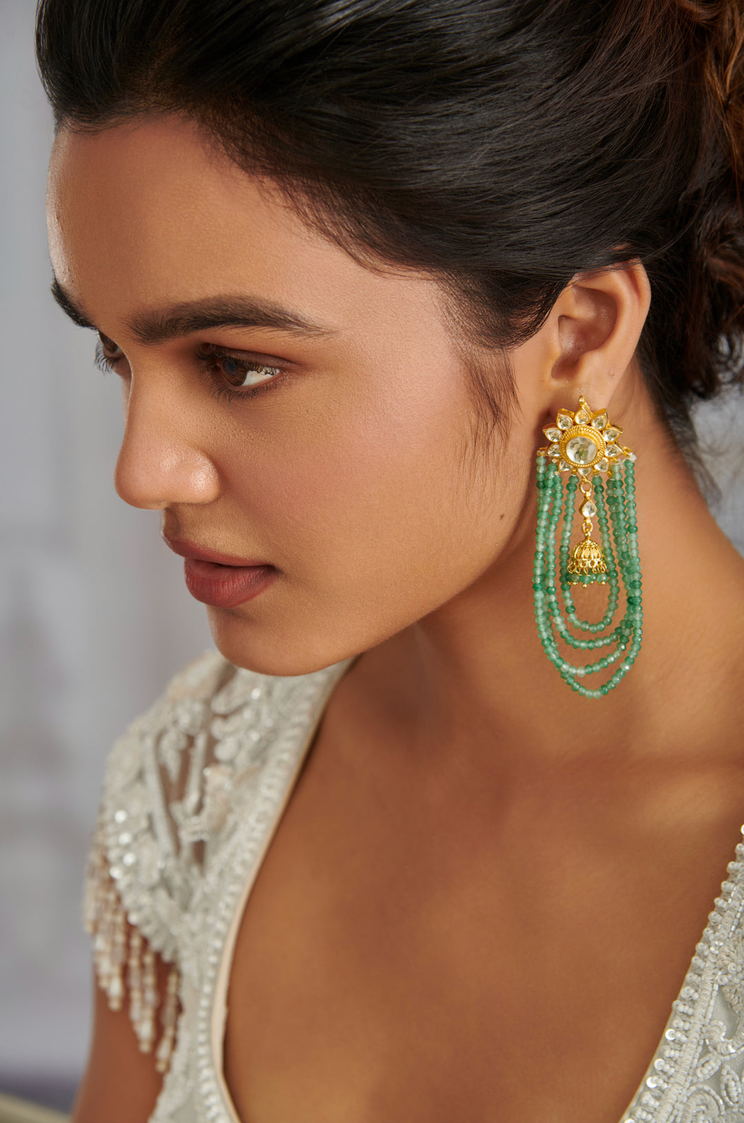 Pakhi Green Kundan Earrings