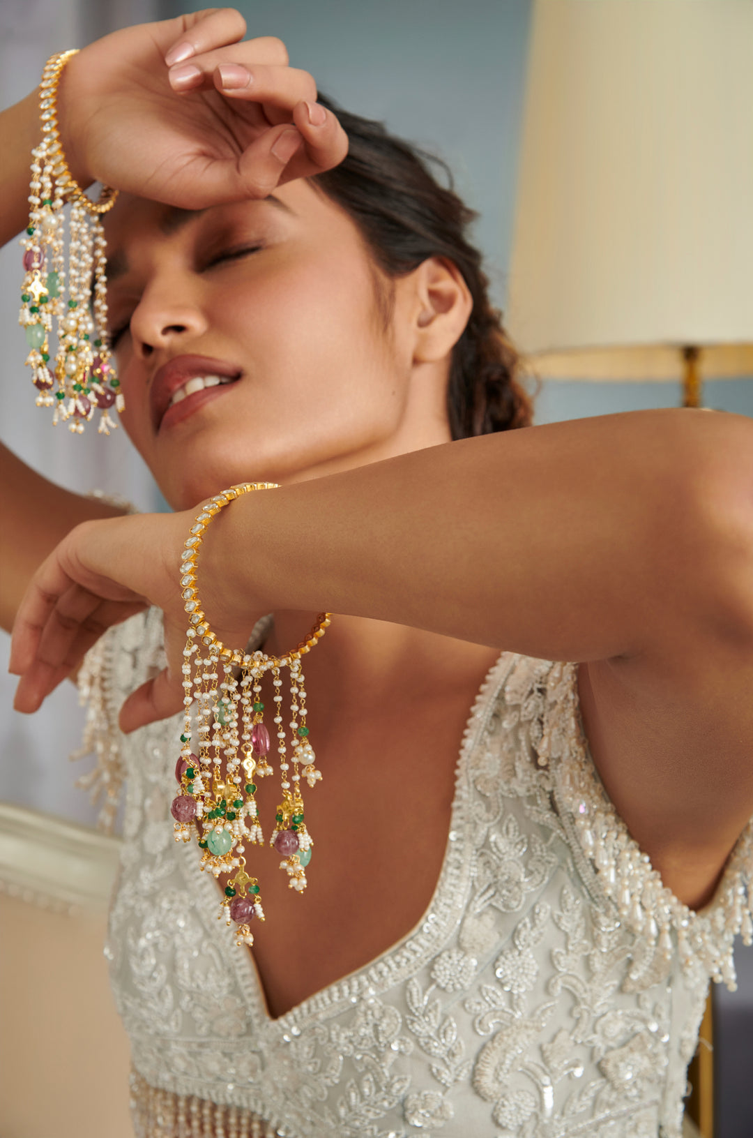 Aarohi Multicolored Kundan Kalira Bangles - Set of 2