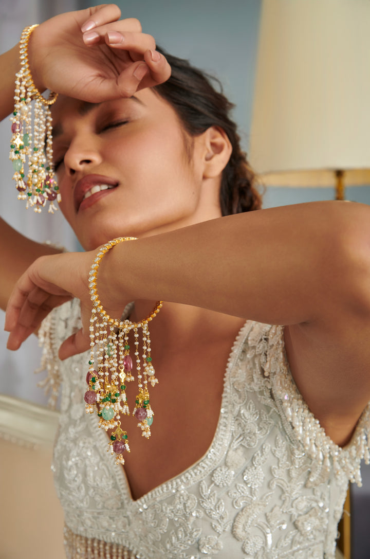 Aarohi Multicolored Kundan Kalira Bangles - Set of 2