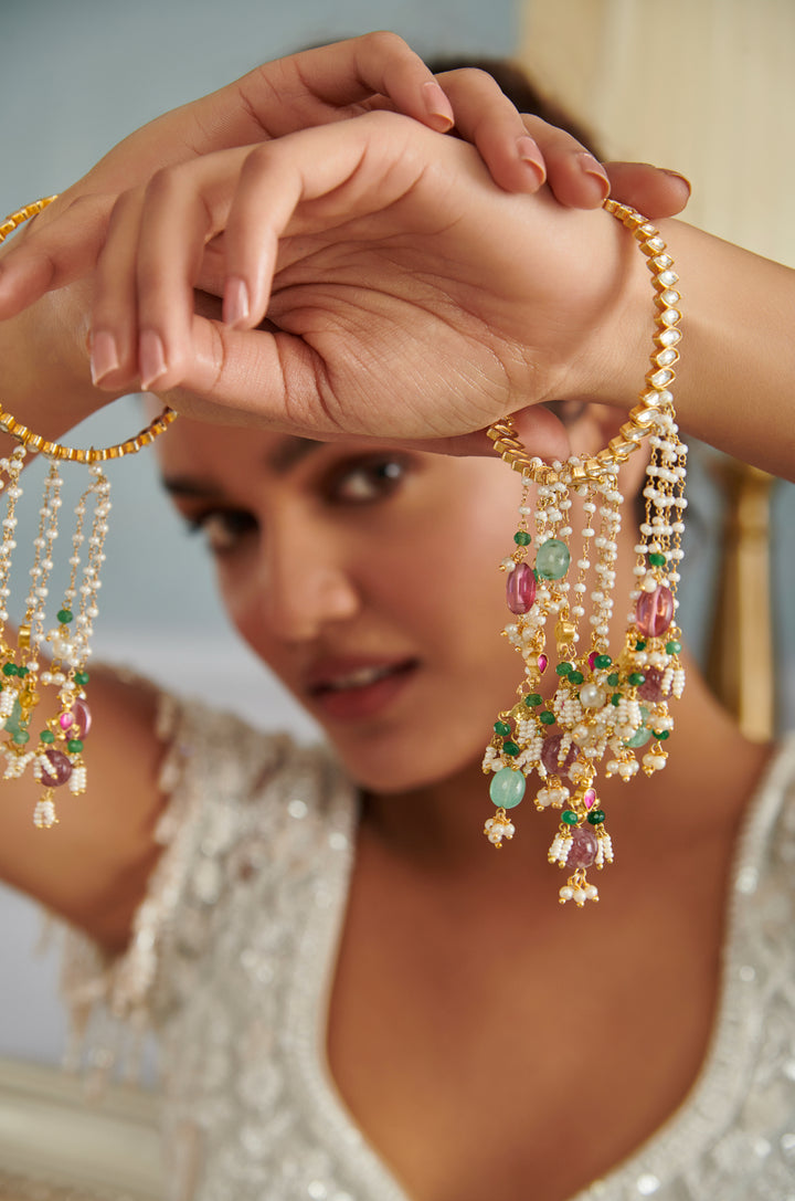 Aarohi Multicolored Kundan Kalira Bangles - Set of 2