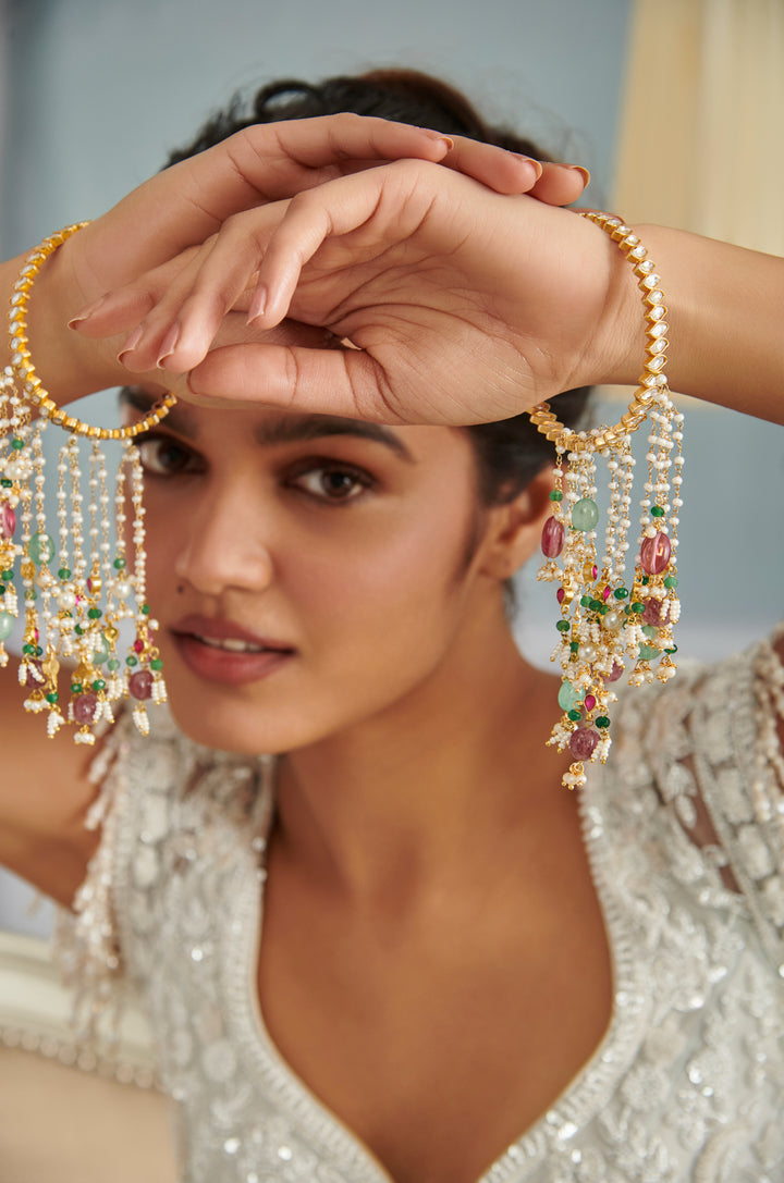 Aarohi Multicolored Kundan Kalira Bangles - Set of 2