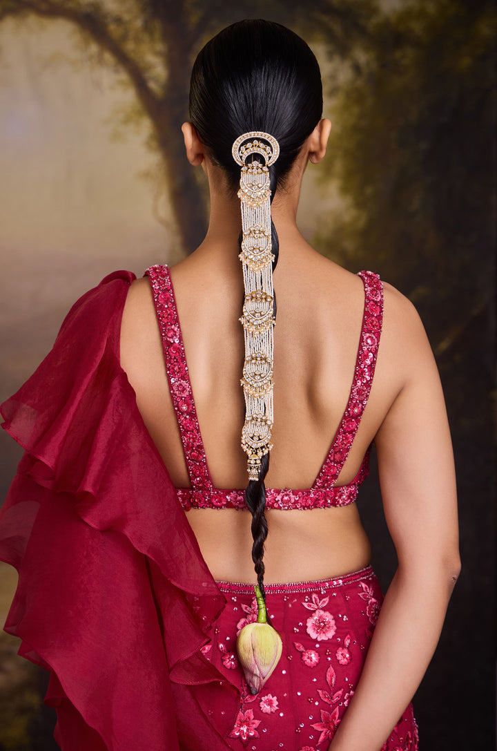 Amulya Polki And Pearls Braid Pin