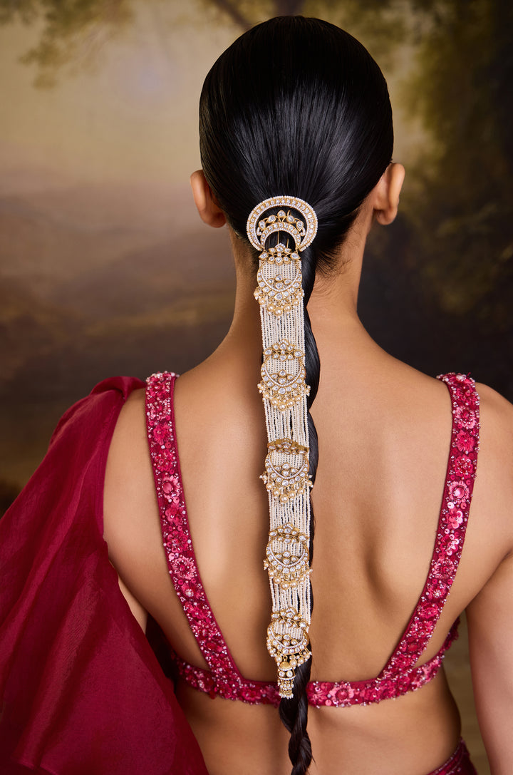 Amulya Polki And Pearls Braid Pin