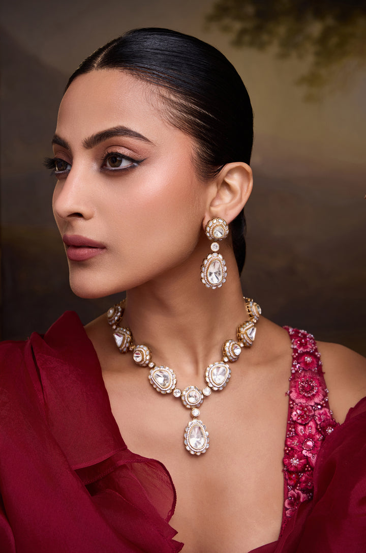 Sarva Mother of Pearl Polki Necklace Set