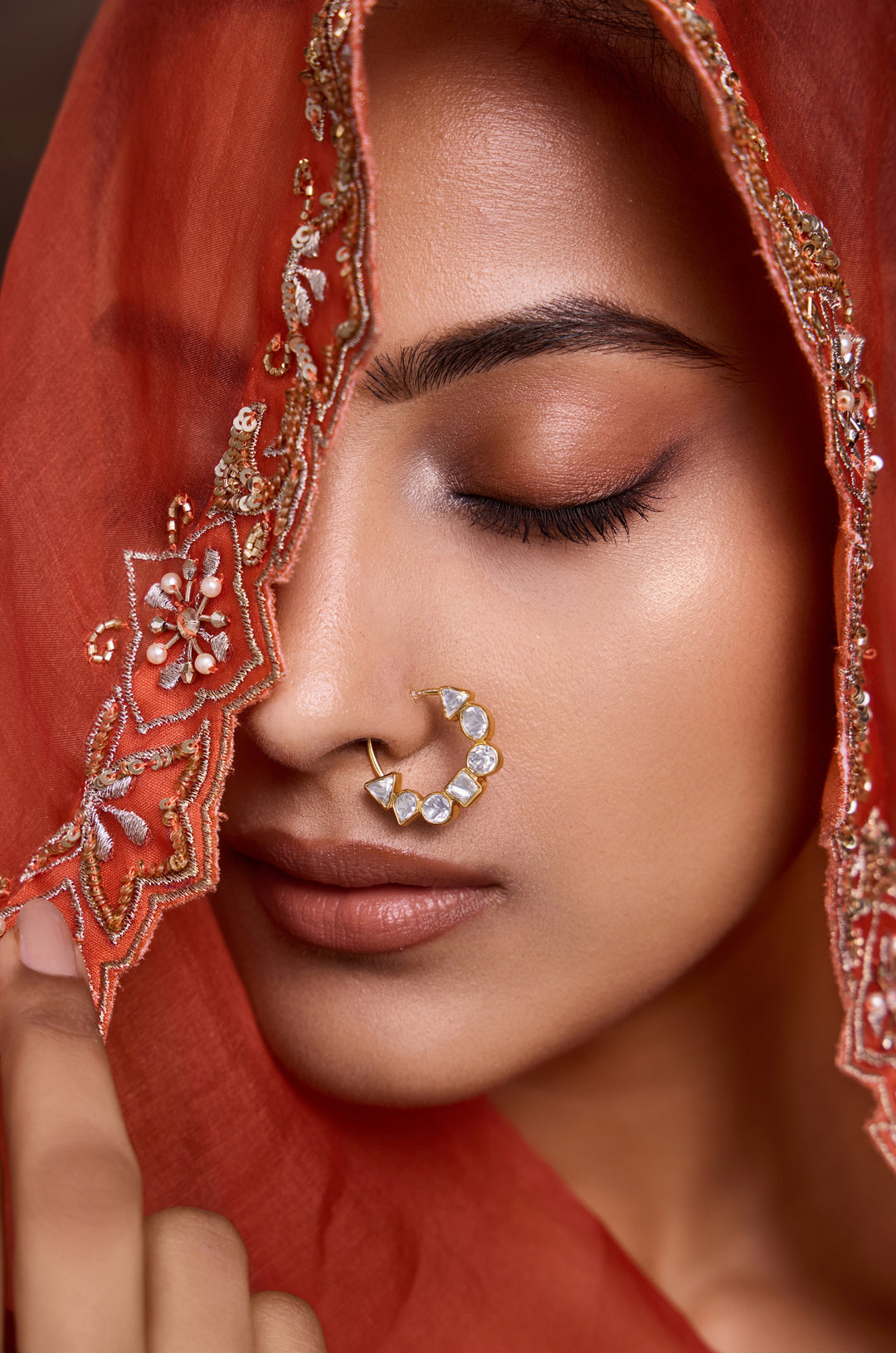 Sonam Polki Silver Nosepin