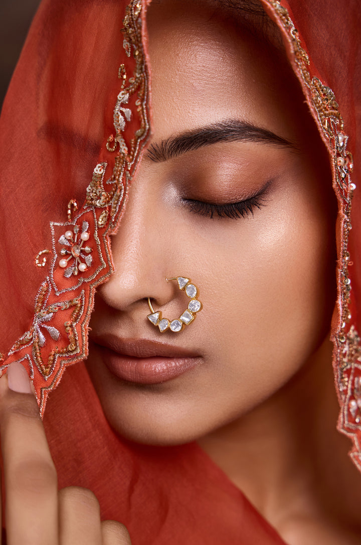 Sonam Polki Silver Nosepin