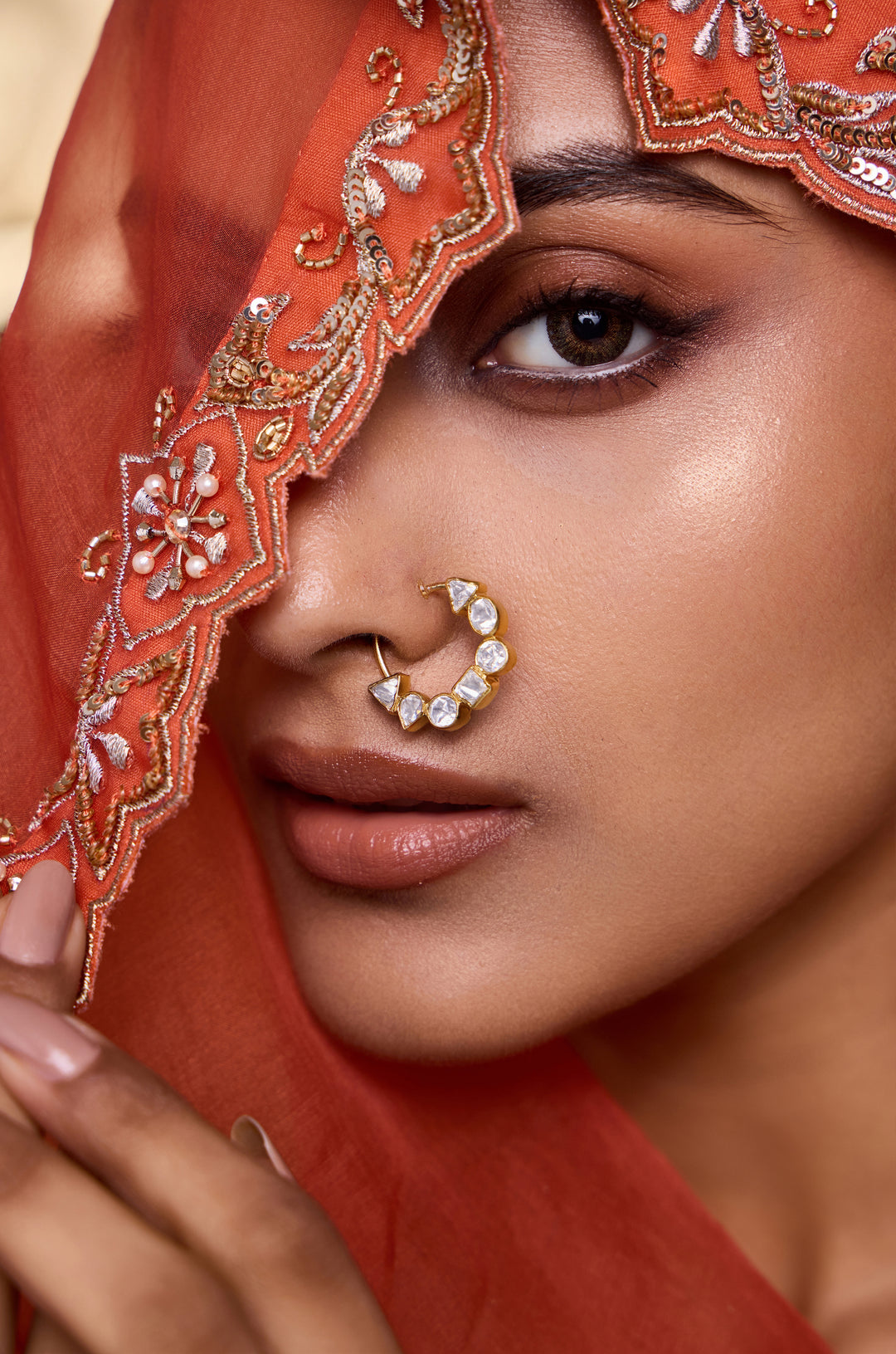 Sonam Polki Silver Nosepin