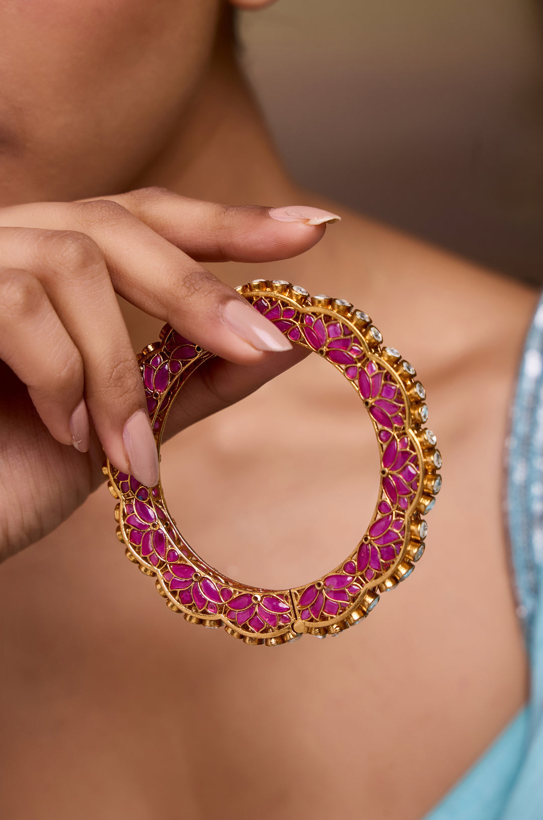 Parva Pink Polki Bangle