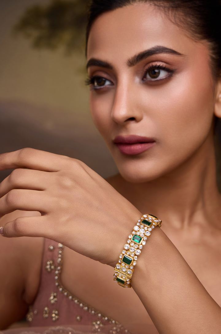 Nisha Polki Silver Bangle