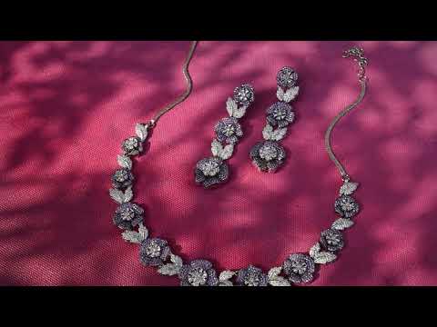 Daphne Purple Floral Necklace Set