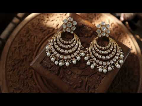 Shiffa Polki Chandbali Silver Earrings