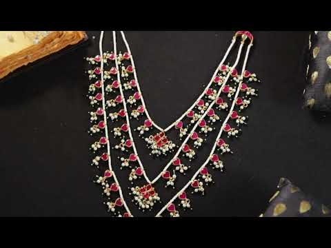 Aarvi Pink Kundan Teenalada Necklace