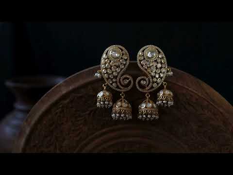 Azill Polki Silver Jhumka Earrings