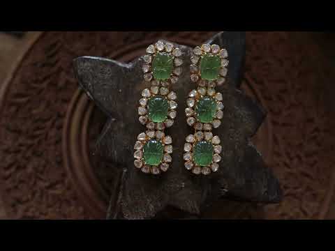 Eshe Mint Polki Silver Earrings
