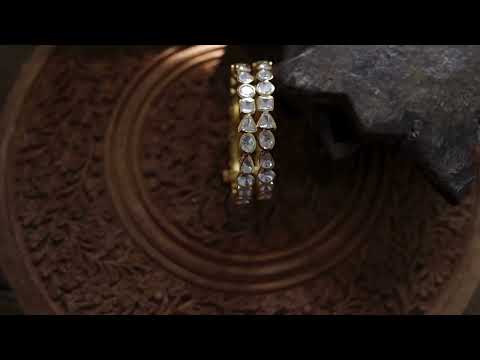 Nomitaa Polki Silver Bangles - Set of 2