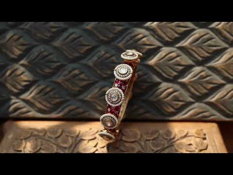 Sybil Red Polki Pacheli Bangle