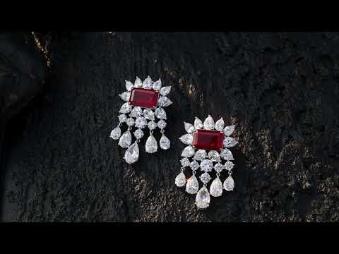 Myla Red Faux Diamond Earrings