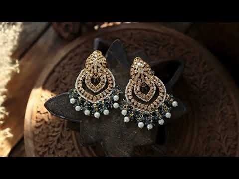 Shaziana Polki Silver Chandbali Earrings