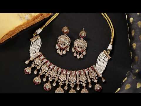 Zishani Pink Polki Necklace Set