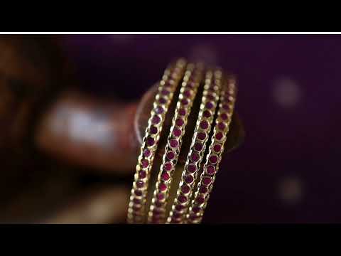 Tehmin Red Jadau Bangles - Set Of 4