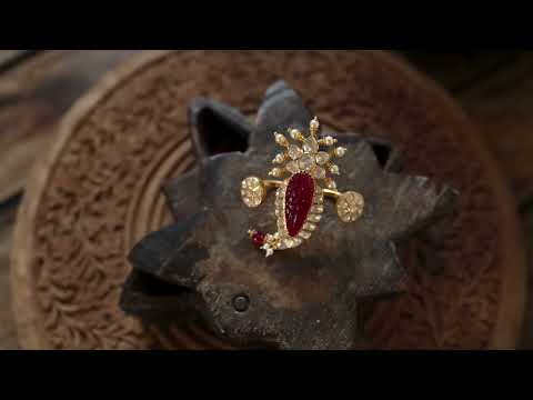 Dhitha Red Polki Silver Ring