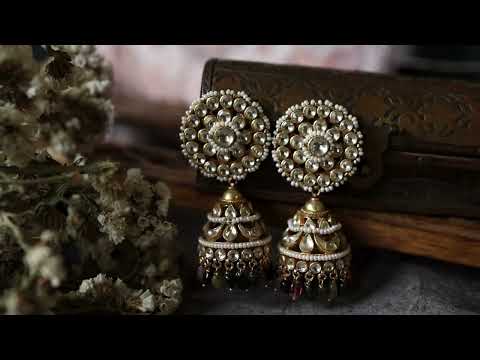 Adana Multicolored Kundan Jhumka Earrings