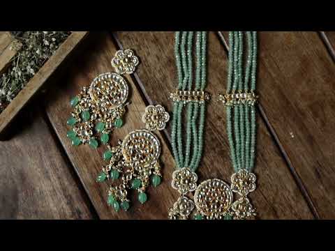 Zilmil Mint Kundan Necklace Set