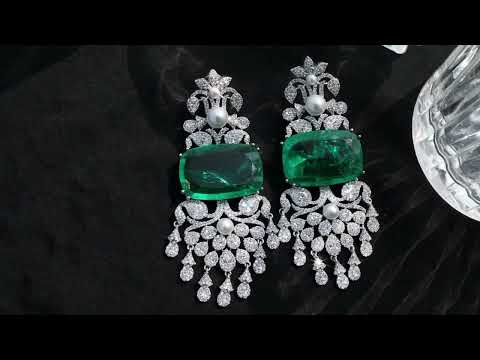 Anastasia Green Pearls Earrings