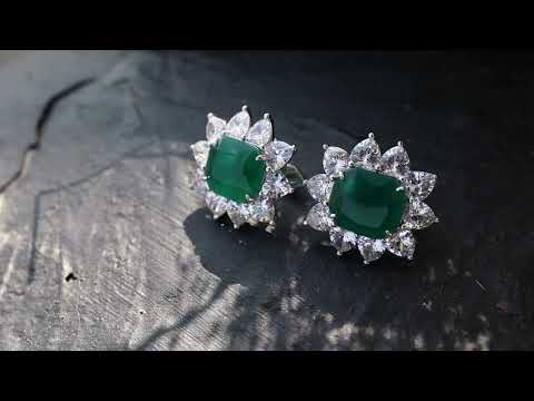 Quinn Green Floral Studs