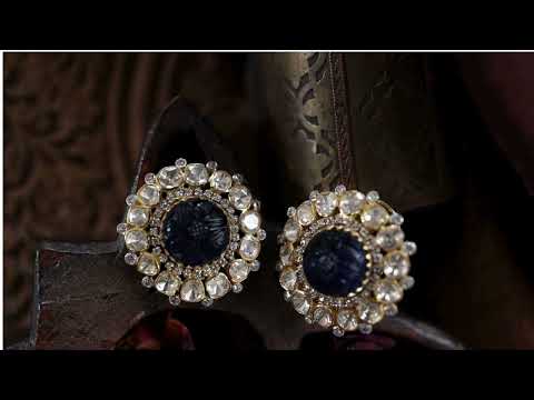 Eillay Blue Polki Silver Studs