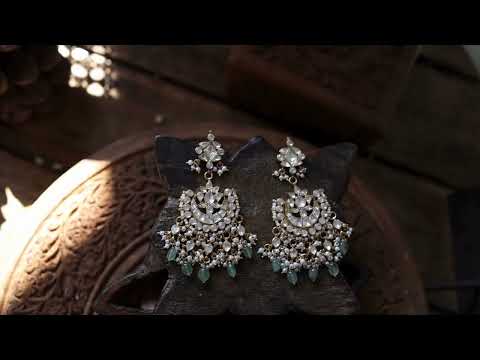 Adweta Mint Polki Silver Earrings
