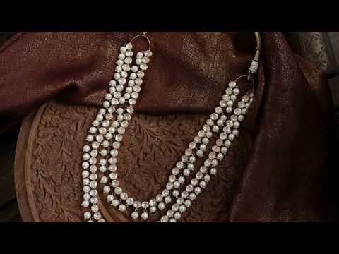 Arika Polki And Pearls Silver Necklace