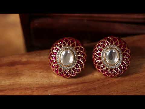 Zahira Pink Polki Studs