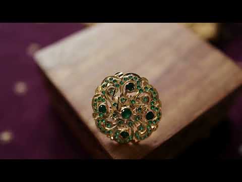 Yuze Green Jadau Ring