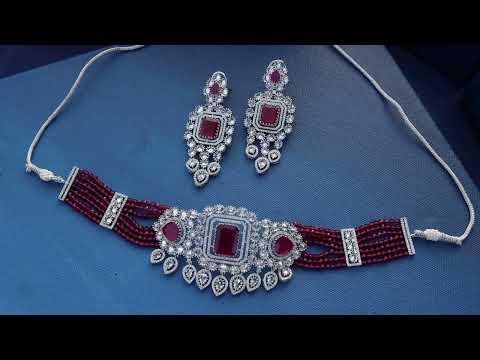 Ella Red Choker Necklace Set