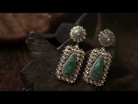 Falguni Mint Polki Silver Earrings