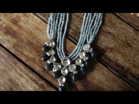 Adhuna Blue Polki Necklace