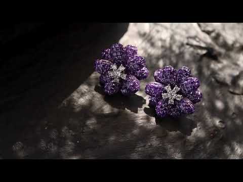 Rose Purple Faux Diamond Earrings