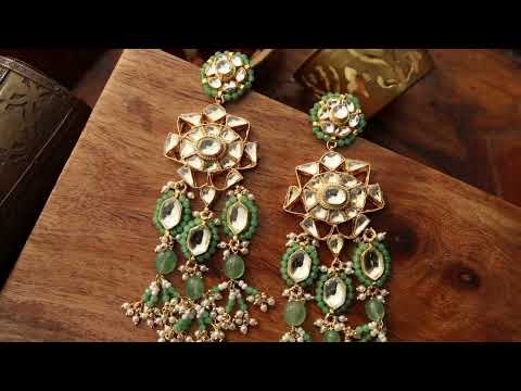 Purva Mint Kundan Earrings
