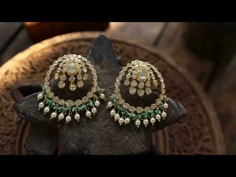 Raasa Mint Polki Silver Earrings