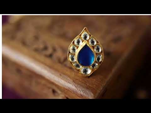 Reva Blue Kundan Ring