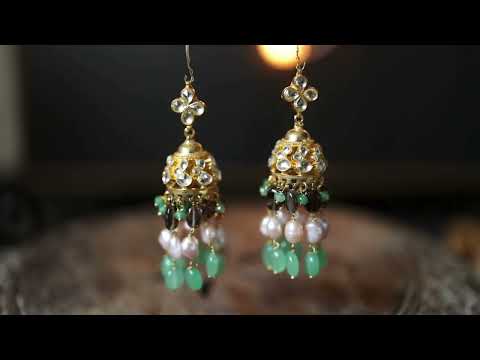 Rabia Multicolored Kundan Jhumka Earrings