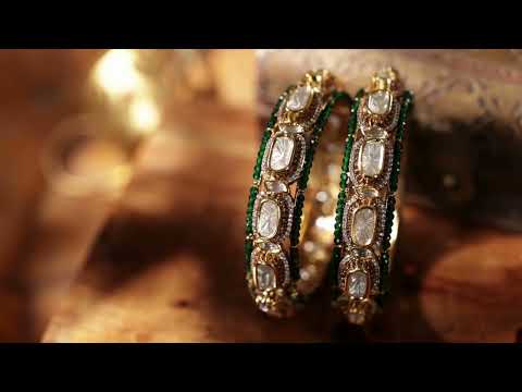Ruhani Green Polki Bangles - Set of 2