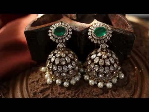 Ardena Polki Jhumka Silver Earrings