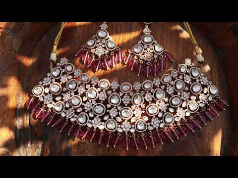 Bisma Pink Polki Necklace Set