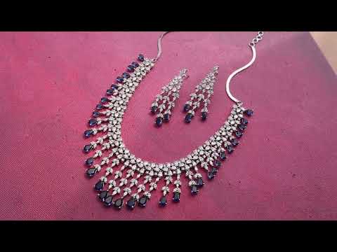 Ana Blue Tear Drop Necklace Set