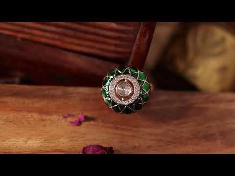 Zahira Green Polki Ring
